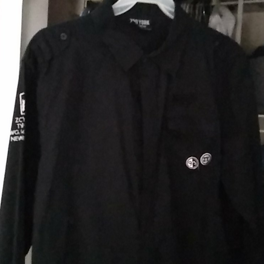 zoo york mens xl black military style button down